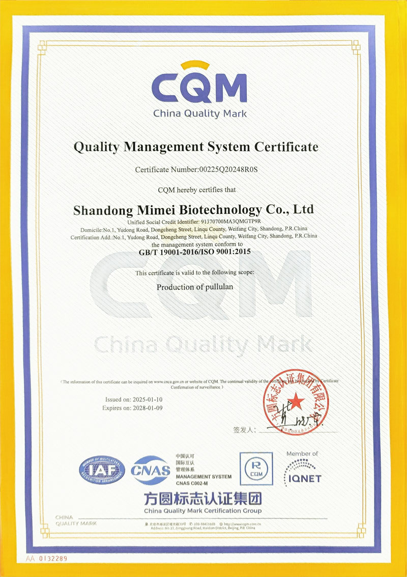 Quality management system certification