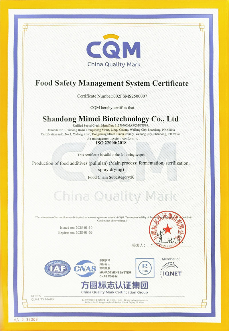 Certification of Food Safety Management System